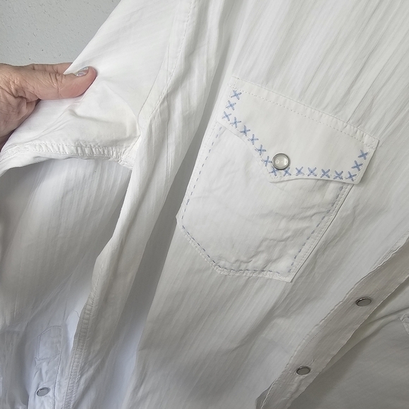 Rough Stock Panhandle Slim Western Embroidered Womens L Long Sleeve  Pearl *FLAW - Picture 13 of 16